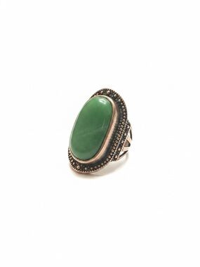 Vintage Jade Oval Ring - Women's Statement Ring